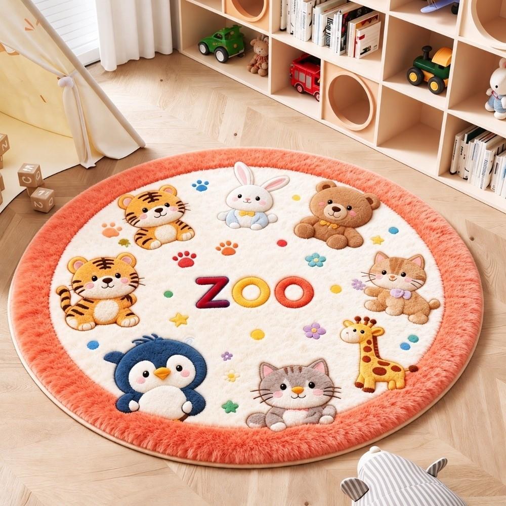 Imitation Cashmere Animal Round Carpets Soft Bedside Carpet Home Decorative Carpet Home Decor