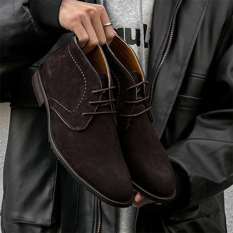 

2024 new versatile fashion desert boots lace-up men s shoes winter retro short boots 14708-J 38 темно-коричневого
