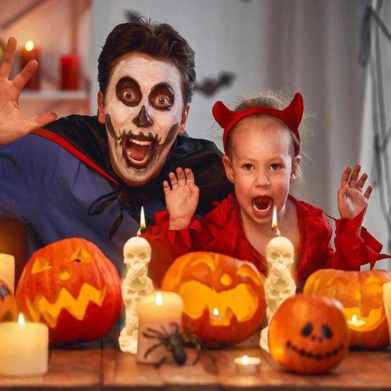 1-5PCS Halloween DIY Candle Mold 3 Pack - Silicone Pumpkin Skull Grimace Mold for Aromatherapy Wax Spooky Home Party Decoration