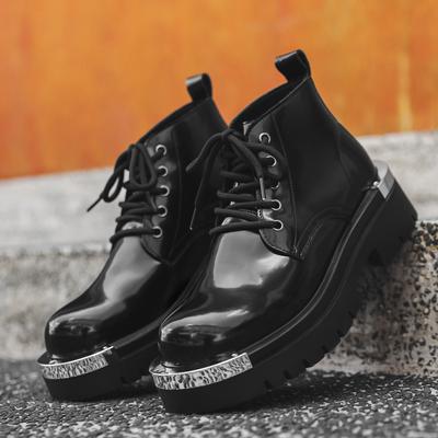 Martin Boots Men'S New High-Top Leather Shoes Thick-Soled Heightening Tooling Boots Retro Locomotive Boots 7009-J
