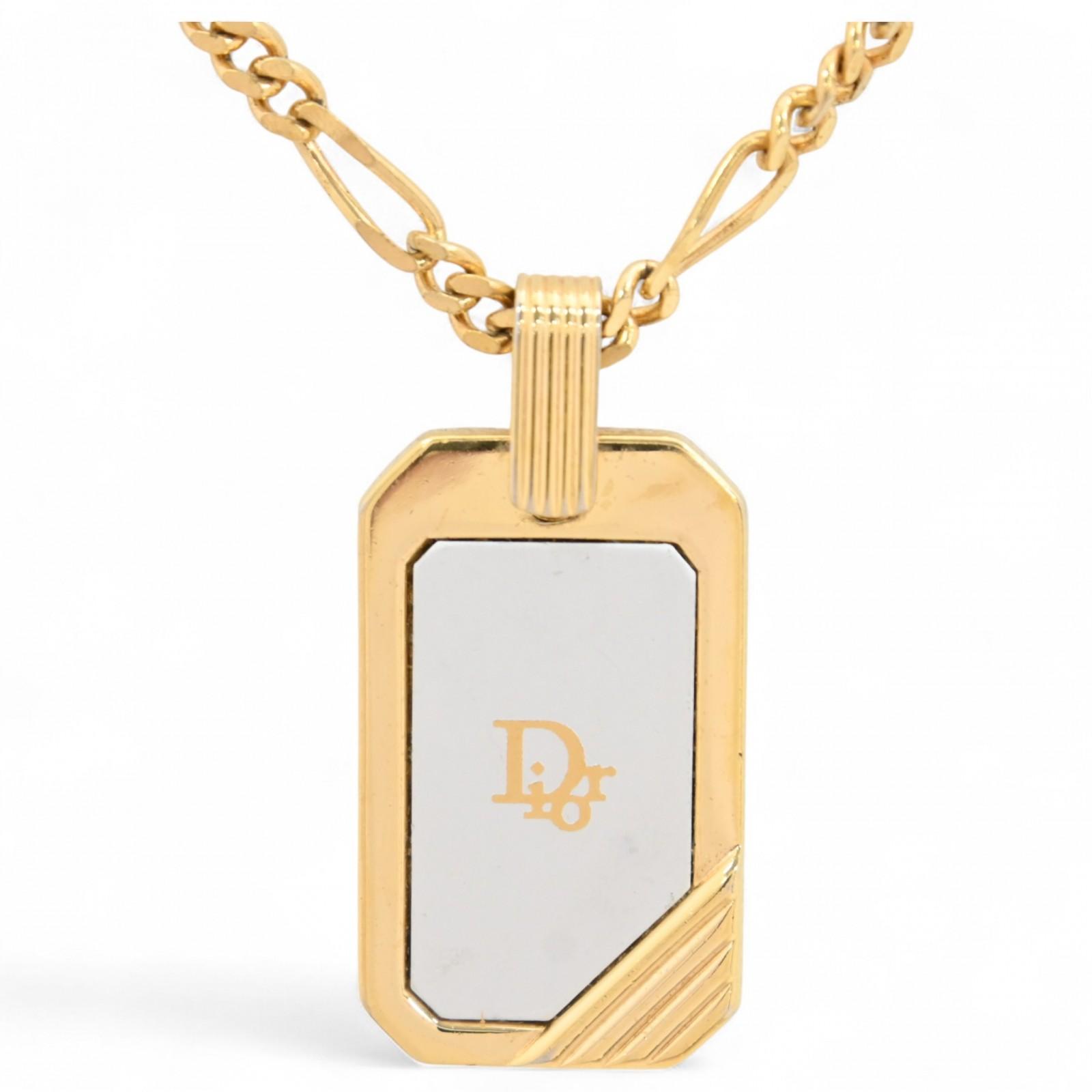

Auth DIOR Logo Plate Necklace di9905bs