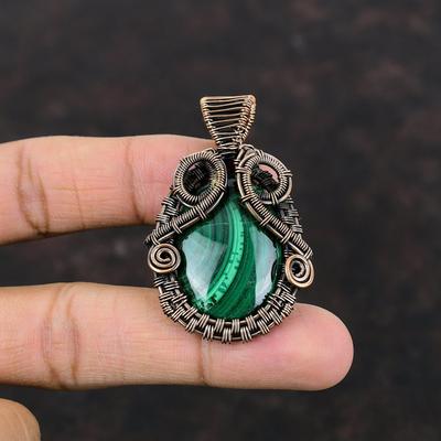 Malachit Anhänger Kupferdraht umwickelter Anhänger Original Edelsteinanhänger Malachit Schmuck Kupferdraht Schmuck Geschenk für Mama Handgefertigte Anhänger