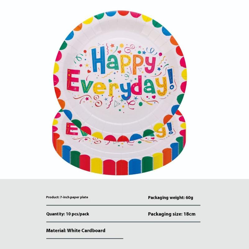 1Set Coloful Happy Birthday Theme Party Disposable Tableware For Boy Girl Birthday Party Supplies