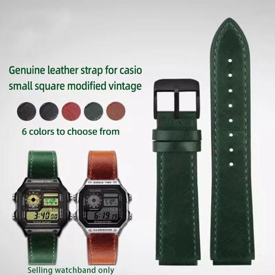 Pasek ze skóry naturalnej do zegarka Casio A158W A168 / F91w / AE-1200WHD/A158/A159/A169/AE1200 Vintage Watch Bracelet Strap