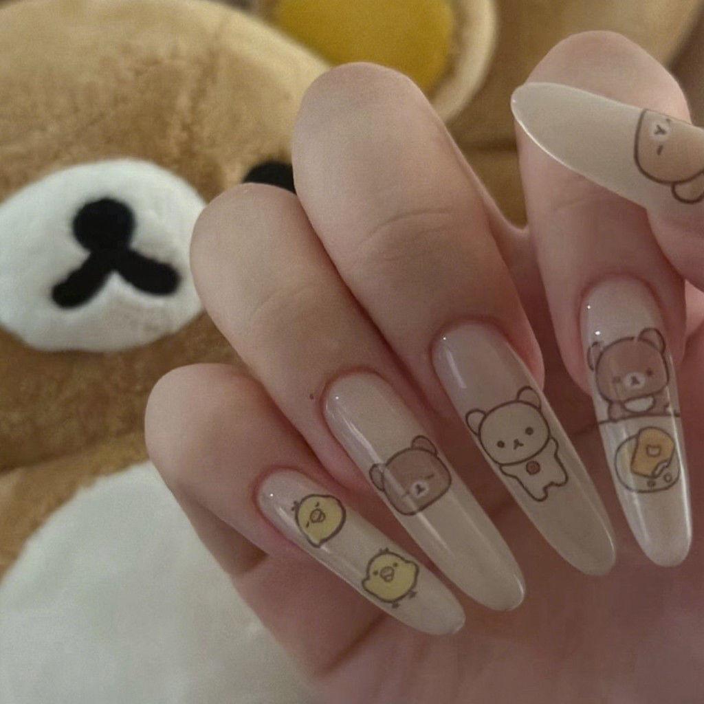 Anime Rilakkuma Nail Stickers Cute Cartoon Bear Nail Waterproof Decals DIY Nail Art Decor Manicure Accessories Gift
