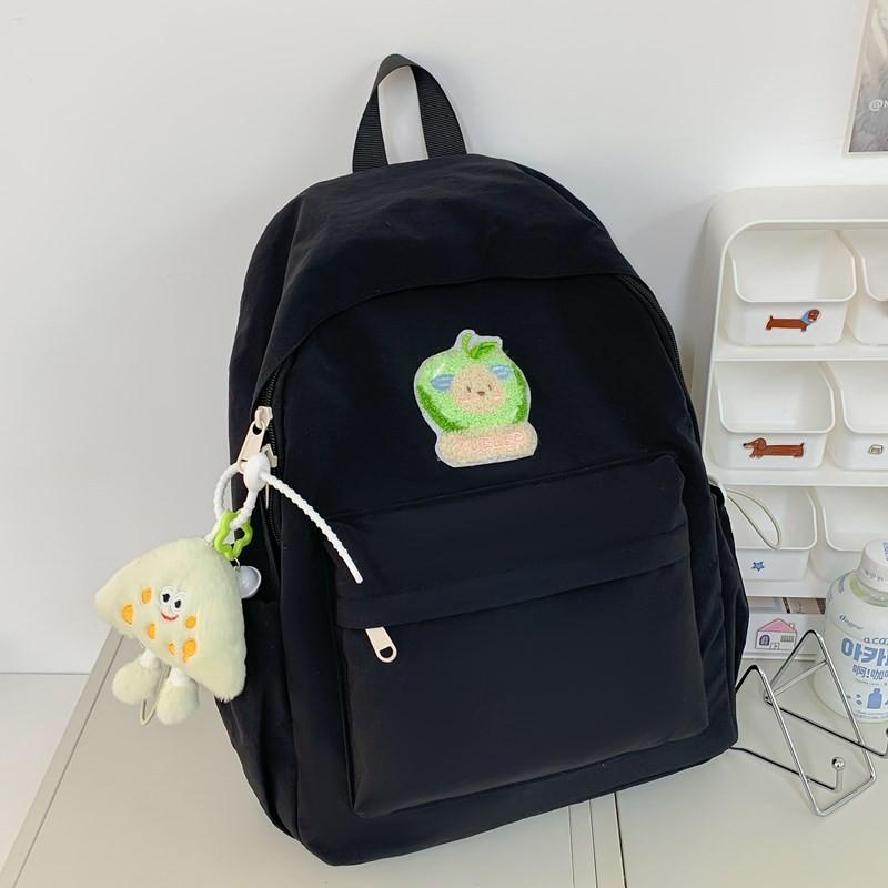 Dopamin Rucksack Für Mittelschüler Mit Einfarbigem Design Und Cartoon-Bären-Dekoration Für Den Schulgebrauch