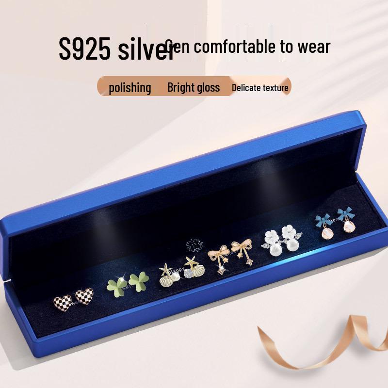 

Набор серебряных серег-пусет в форме сердца S925 - Роскошный подарок на день рождения/Рождество для девочек 925 Silver