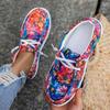 Fashion Fashion Floral Printed Casual Canvas Shoes for Women Lightweight Lace Up Ladies Flat Shoes Comfort Soft Sole Walking Shoes Woman