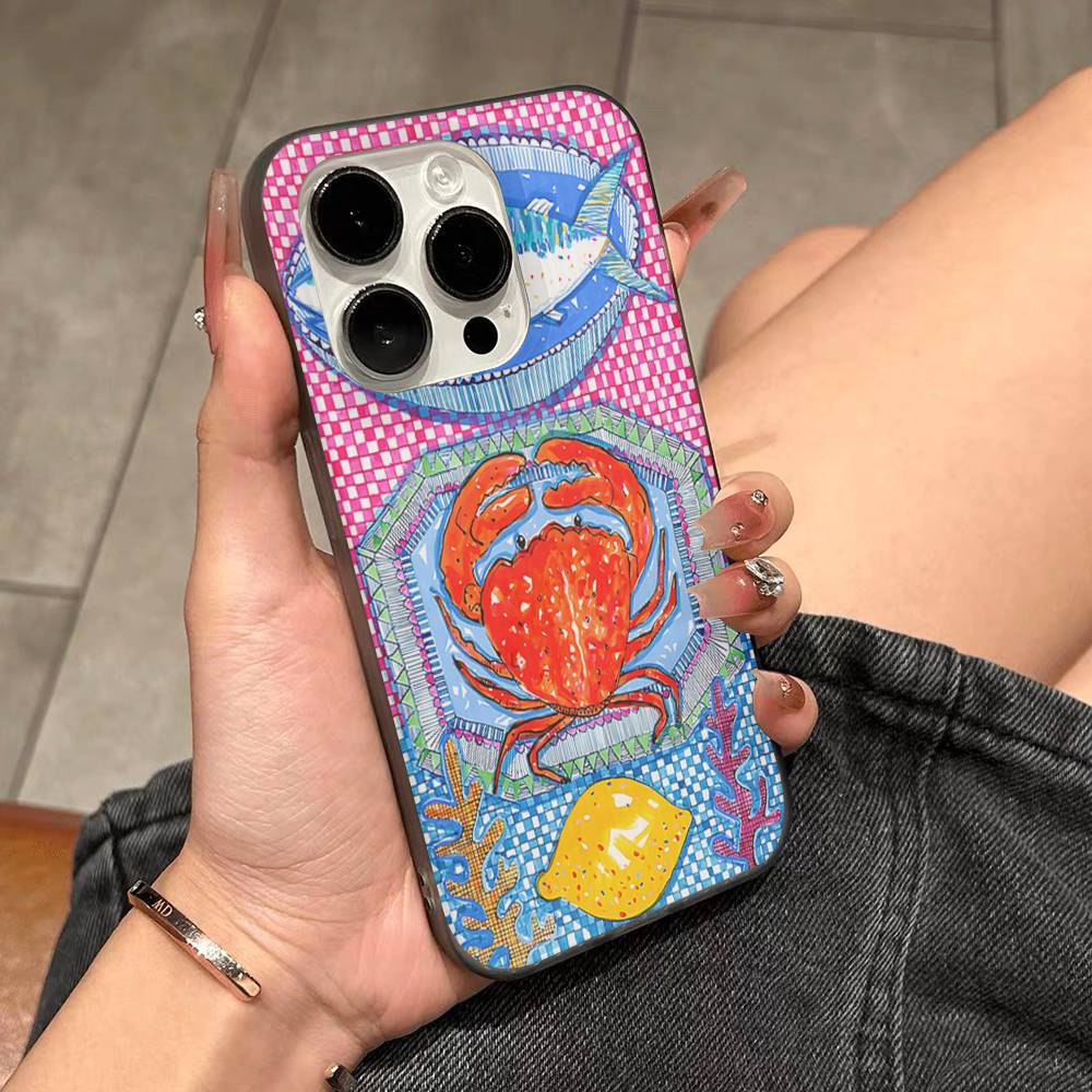Sardines Fish Phone Case For IPhone 11 12 13 14 15 16 17 Pro Max PLUS Pro Wave Corrugated Silicone Case