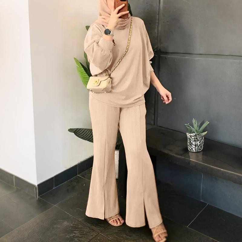 

ZANZEA Women Long Sleeve Blouse and Pants Spring Autumn Two Piece Suit Sets S хаки