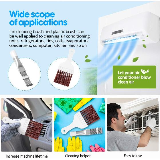 Hommtina 3 Pcs Air Conditioner Condenser Fin Comb/Cleaning Brush, Coil Cleaner Whisk Brush with Window Blinds Brush Dust Cleaner for Refrigerator