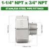  Industrial Grade Stainless Steel NPT Fitting 1.2 Inch to 3/4 Pipe Connection