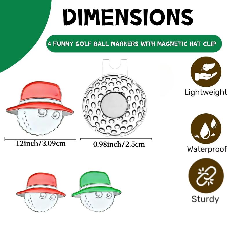 Golf Ball Markers with Strong Magnetic Hat Clips Non-slip Magnetic Golf Tools for Men Women Golfers Outdoor Course