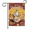 Christmas Garden Flag "Hello Winter & Gingerbread Snowflakes & Candles" Double Sided 30.48x45.72cm Seasonal Yard Decoration Outside