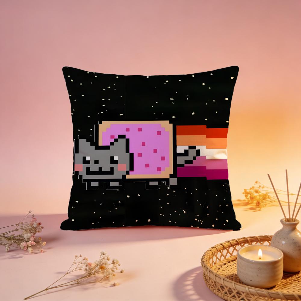 Hot Nnyan Catful Cushion Cover Comfortable Durable Pillow Cover MultiScene for Home Office Car Sofa