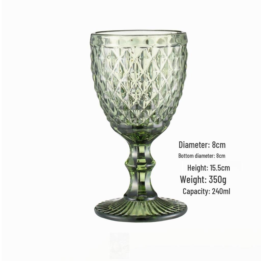 Vintage Embossed High-Footed Red Wine Glass with Bubbles - Wedding Decoration, Child-Friendly, Thickened Design