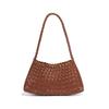 Handcrafted Woven Shoulder Crossbody Bag Simple Casual Ladies Handbag Underarm Bag Fashion Crescent Soft PU Leather Handbag