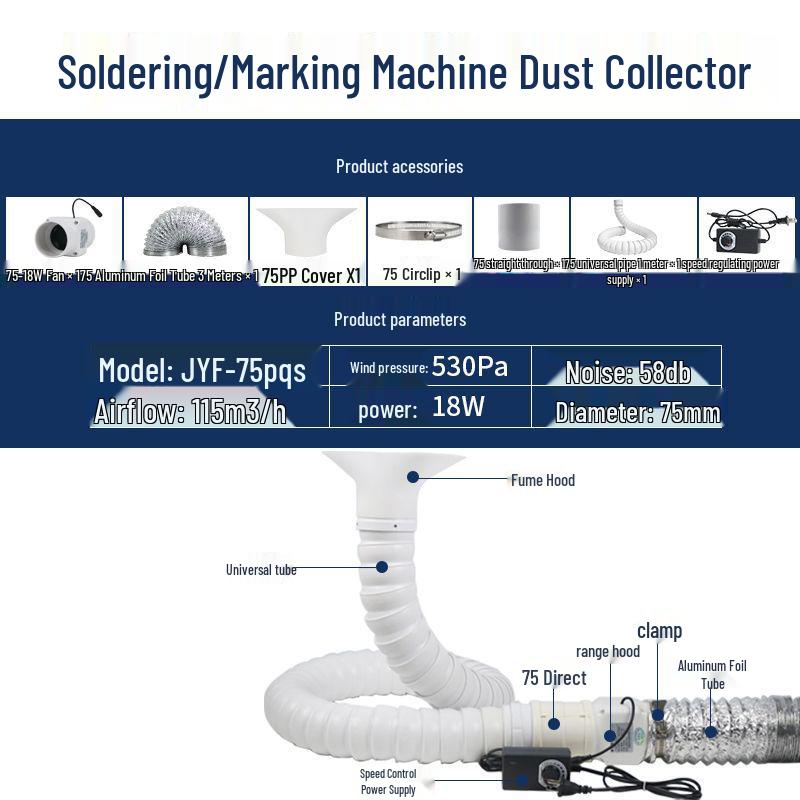 Compact Solder Fume Extractor and Laser Engraving Dust Removal Fan