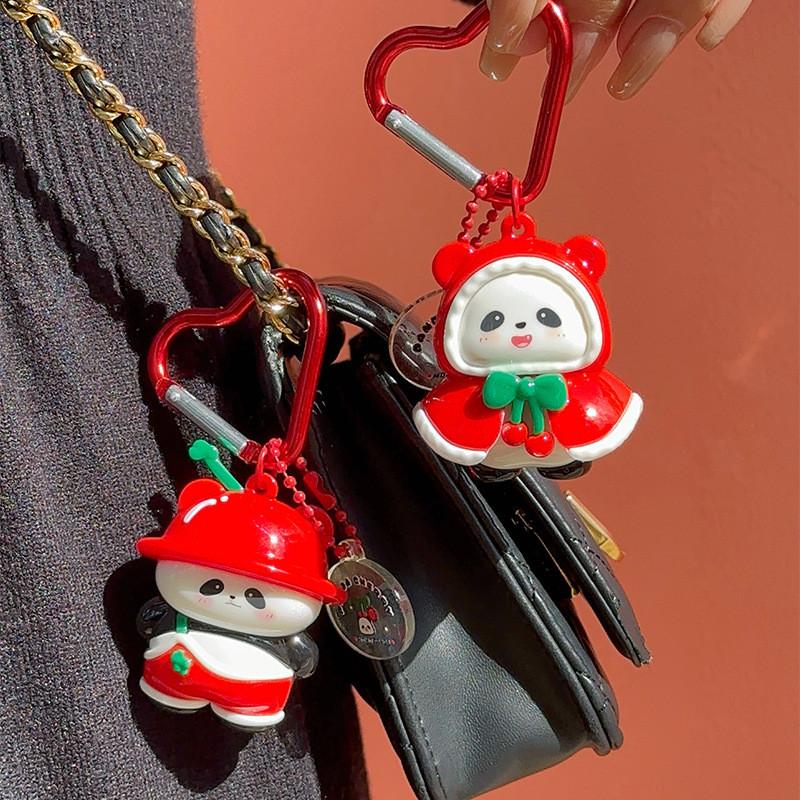 Panda Keychain Cartoon Resin Keyring With Cherry Design For Gift Giving And Daily Use