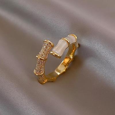 Creative Gold Color Adjustable Open Ring Ladies Bamboo Fashion Party Ring Means Getting Better