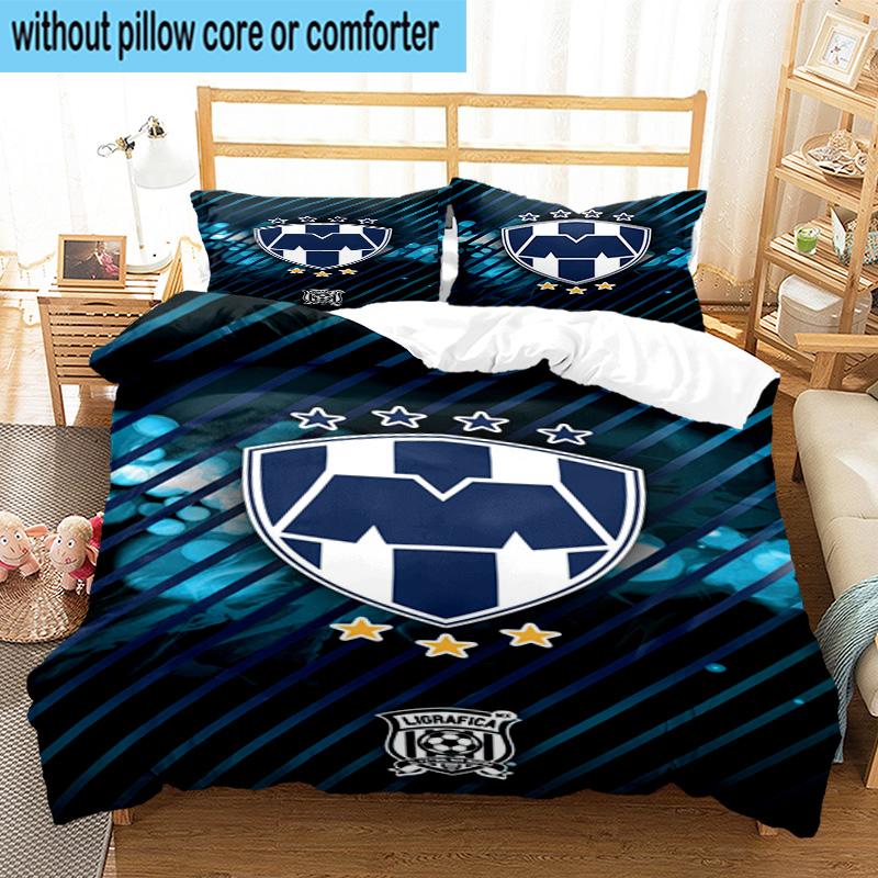 3pcs Monter-rey Football Crest Art Printed Bedding Set Duvet Cover Closure Includes 1 Duvet Cover & 2 Pillowcases Bedding Sets Home Decor Gifts