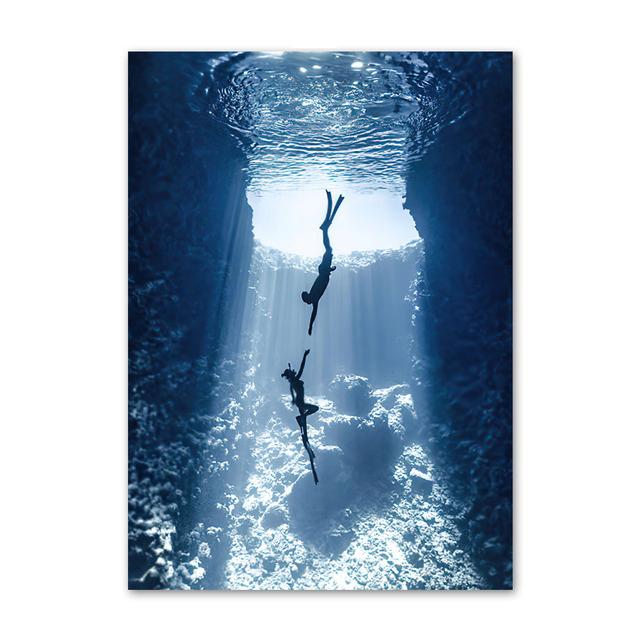 

Постеры на скандинавскую тему и принты, белый коралловый дельфин, китовая волна, синяя настенная живопись на холсте, настенные фотографии для украшения гостиной 40x50cm No Frame