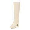 Stiefel Damen kniehoch Plateau Damen Leder Modisch Langer Schaft Blockabsatz Spitze Seite Reißverschluss Zapatos Para Mujer