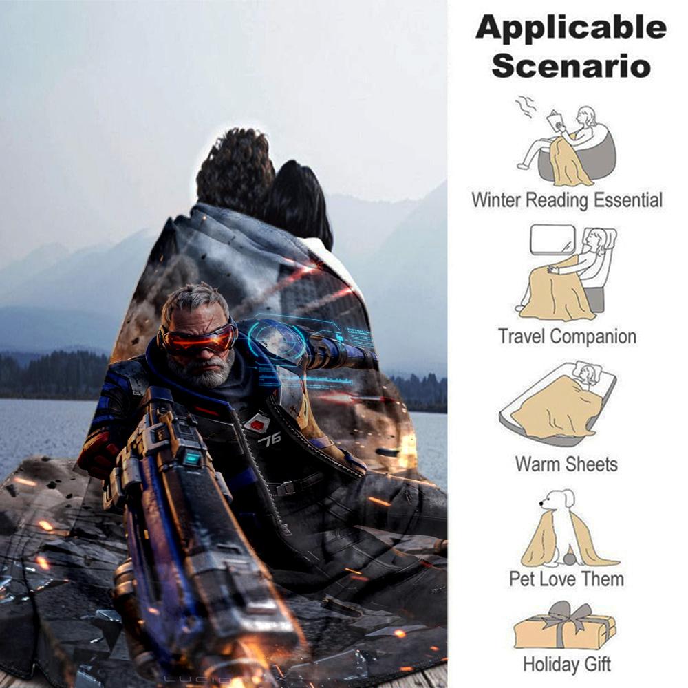 Overwatch Heroes Print Flannel Blanket High Quality Warm Comfortable Cover for All Seasons Perfect for Gifts Home Decor