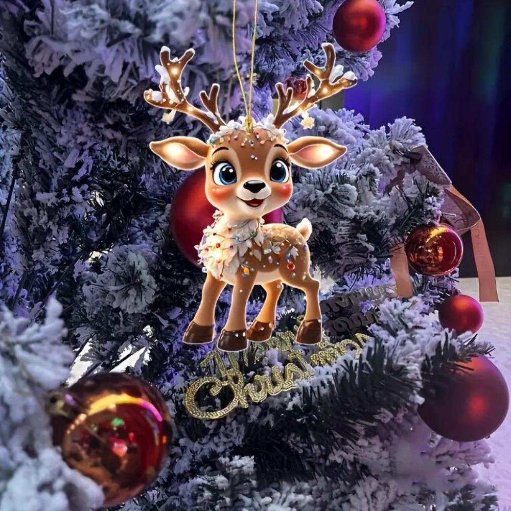 Deer Shape Xmas Tree Ornament Acrylic Reindeer Ornament Fashion Christmas Decoration  New Years