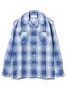 B:MING LIFE STORE by BEAMS Men's Large/Small Polyester Check Open Collar Shirt, Blue, Size M