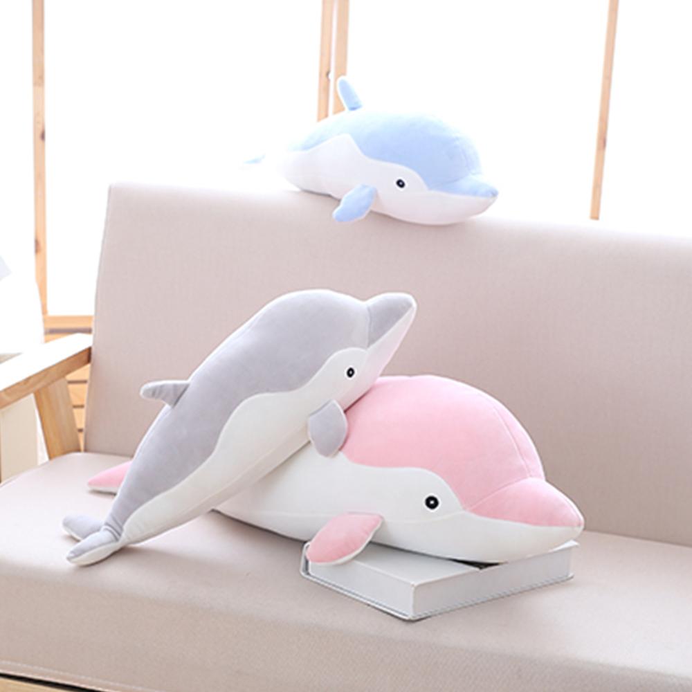 Grey Pink Blue Dolphin Plush Stuffed Animal Soft Doll Cuddle Pillow Sleeping Hug Toy Boy Girl Kid Bedroom Decor Cute Kawaii Gift