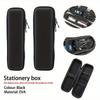 Black Hard Shell Pen Box Minimalist Style Pencil Case Earphone Mesh Storage Case Makeup Brush Organizer Pencil Zipper Case School Supplies