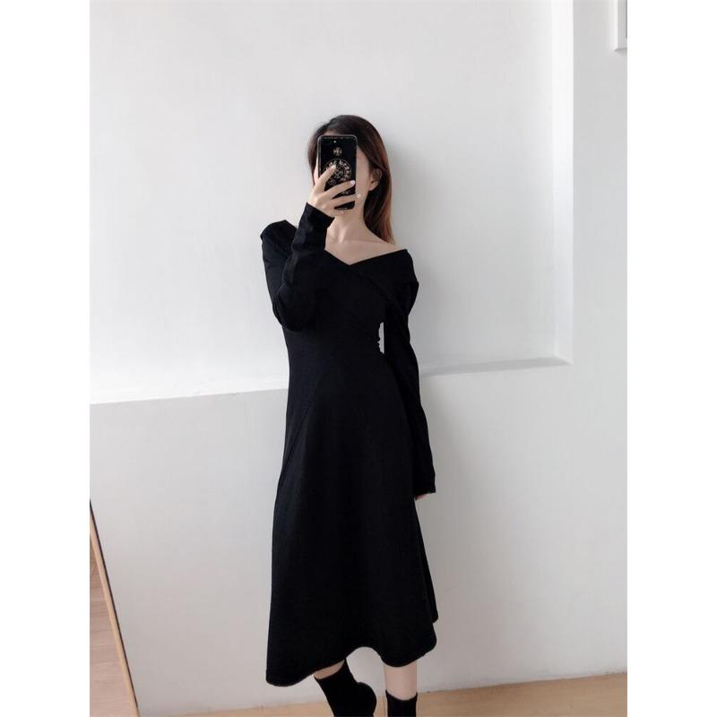 Autumn Women's New Black Dress Temperament Celebrity High-end Muse Fan High-end Small Black Dress