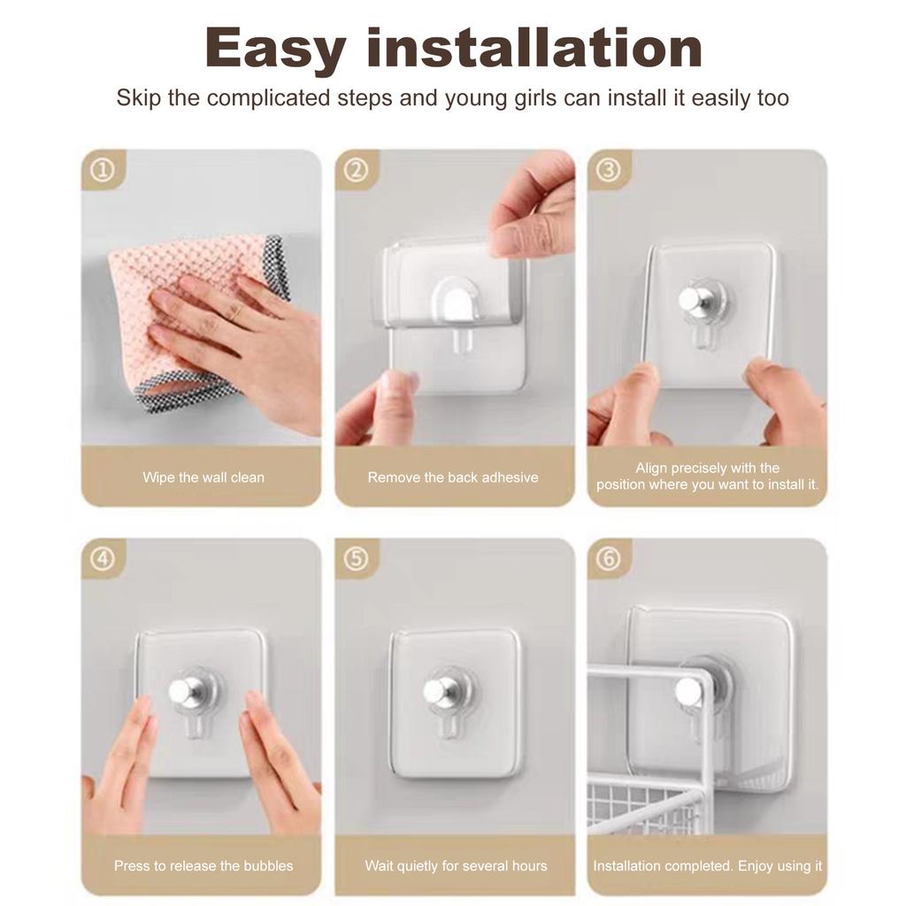 Transparent Wall Screw Traceless Wall Hangers Nail Free Adhesive for Mount Wall Shelf Picture Hanging Kitchen