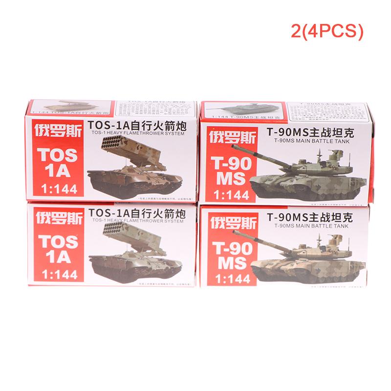 For Boys 1/4Pcs Tos Rocket Artillery Military Fighting  1/144 Plastic 4D Assembled T-90Ms Main Battle Tank Model