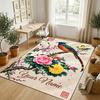 Beetle Floral Theme Soft Crystal Velvet Rug Custom Name & Text Print Non Slip Floor Rug for Bedroom Living Room
