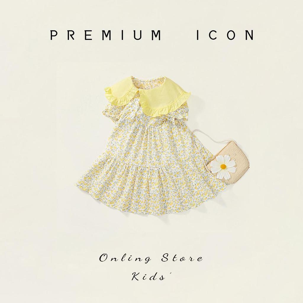 Girls' Floral Summer Dress 2025: Korean Mori Style with Bag - Trendy Pastoral Fashion for Kids