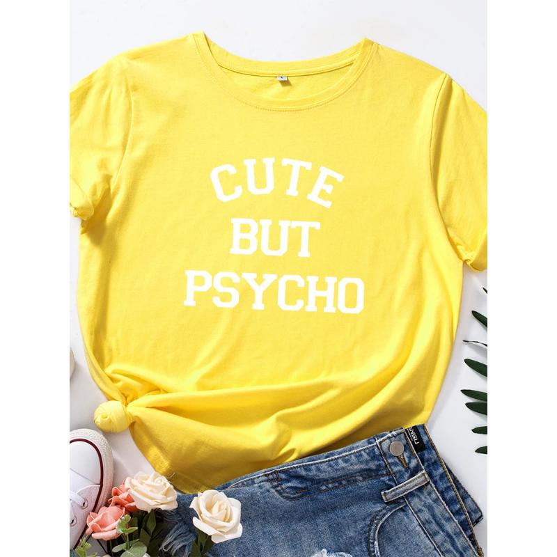 

Милая, но психоделическая женская футболка с принтом в виде букв, с коротким рукавом и круглым вырезом, свободная женская футболка, женская футболка, топы, одежда, женские футболки XS