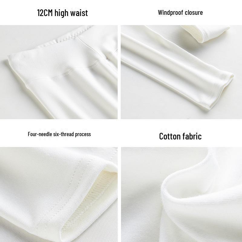 Women's High-Waist Pure Cotton Warm Autumn Trousers - Inner Lined, Large Size, Thin Wool Base.