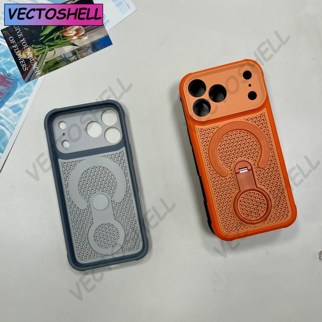 Luxury 360° Rotate Stand For Magsafe Magnetic Phone Case For iPhone 17 Air 16 15 14 Plus 13 12 11 Pro Max Heat Dissipation Cover