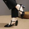 Fashion 2025 Fashion Hollow Women's High Heels Pointed Toe Weave Buckle Strap Chunky Heel Pumps Plus Size Dress & Career Retro Mary Jane