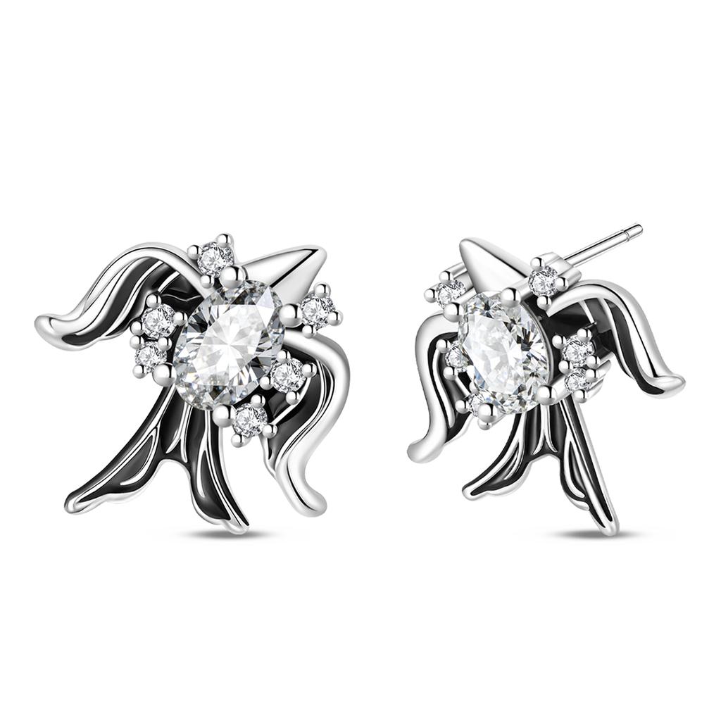 Butterfly Earrings Original 925 Silver Pink Bow Heart Zircon Star Flower Stud Earrings Women Jewelry Gift Love Valentine Day Set