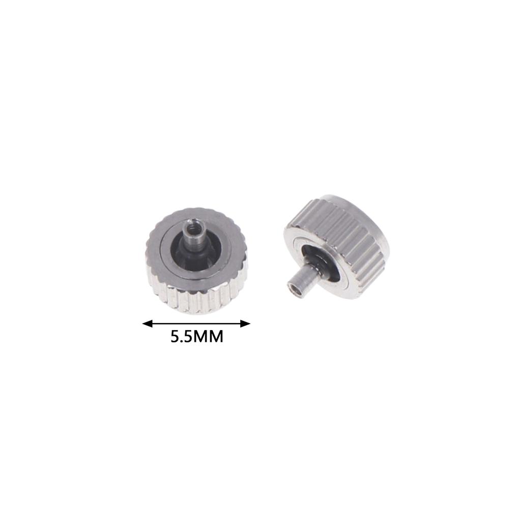 2 Piece Silver Color Steel Watch Crown 4.5Mm-7Mm Head Diameter With Flat Tube For Watches Repair L4429