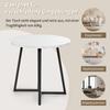 Set tavolo da pranzo moderno (5 pezzi) con 4 sedie, tavolo da cucina rotondo con 80 cm di diametro e gambe in metallo nero, piano in MDF bianco, sedie in velluto nero