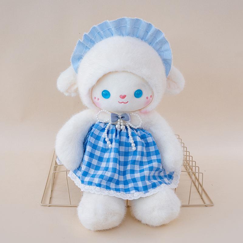 Sweet Romantic Rabbit&Sheep Plush Toys Soft Fluffy Lace Dress Cartoon Little Animal Doll Comfy Appease Doll Beautiful Gift