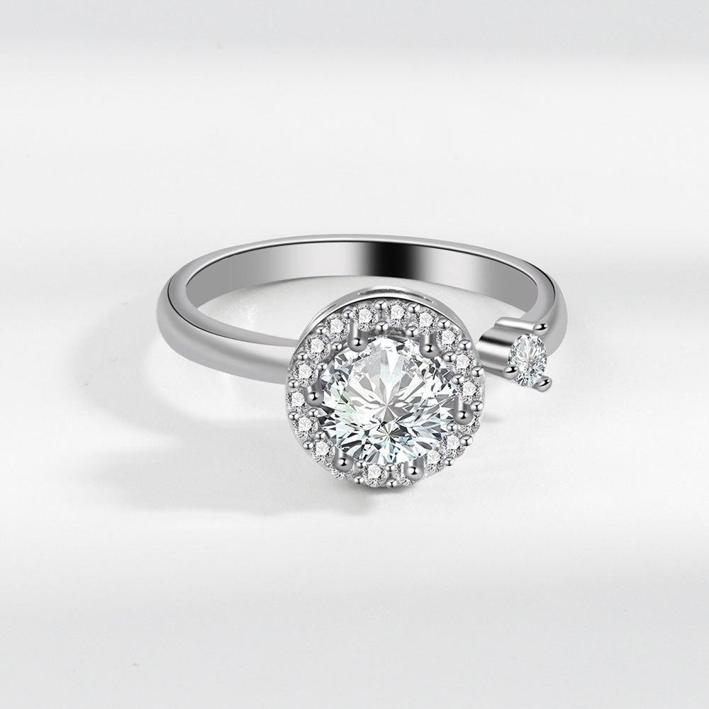 Women Micro Pave Snowflake Windmill Rotating Ring Adjustable Open Index Pinky Ring Fashion Jewelry
