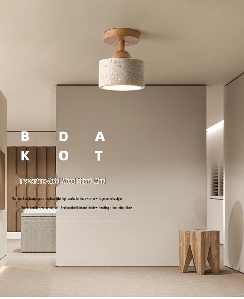 Japanische Wabi-Sabi Gelber Höhlenstein Deckenleuchte für Eingangsbereich oder Balkon