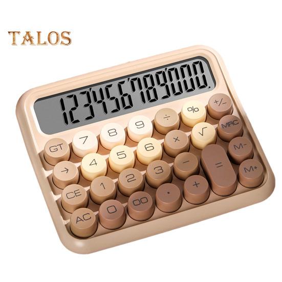 

12-значный калькулятор с очень большим ЖК-экраном Большие кнопки Эргономичный дизайн Чистый звук Градиент цвета Механический переключатель Калькулятор кофейный