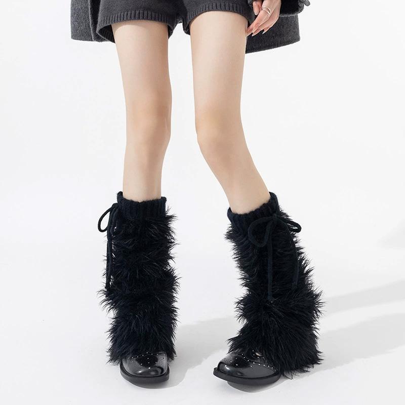 1 Pair Imitation Mink Harajuku Socks Boots Stocking Thickened Leggings Winter Boots Cover Lolita Furry Leg Warmers
