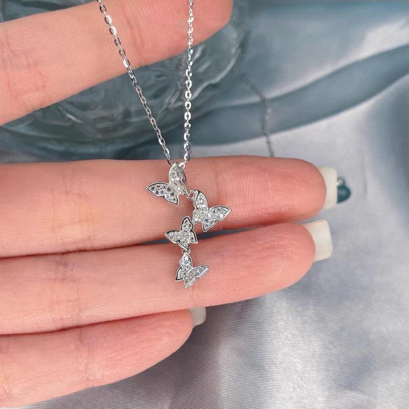 Korean Style Women s Four Butterfly Clavicle Necklace – Light Luxury  High-End Versatile Design